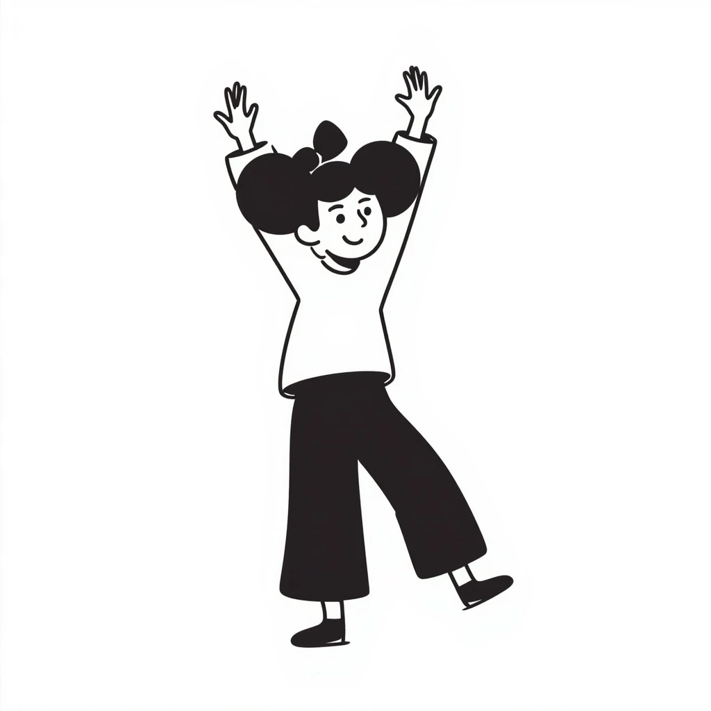 a girl dancing, hand-drawn doodle style emoji