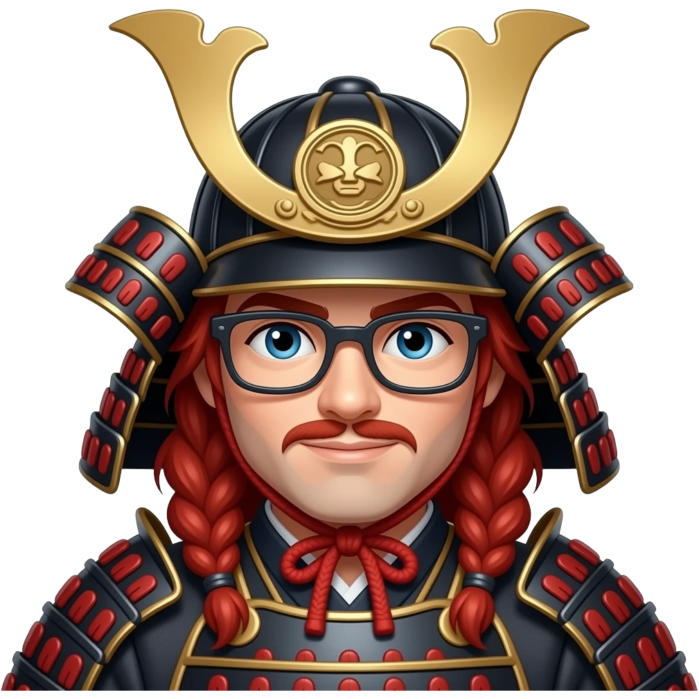 red long haired samurai with glasses emoji