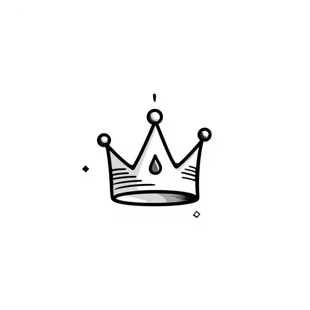 simple hand-drawn crown, playful lines, doodle style emoji