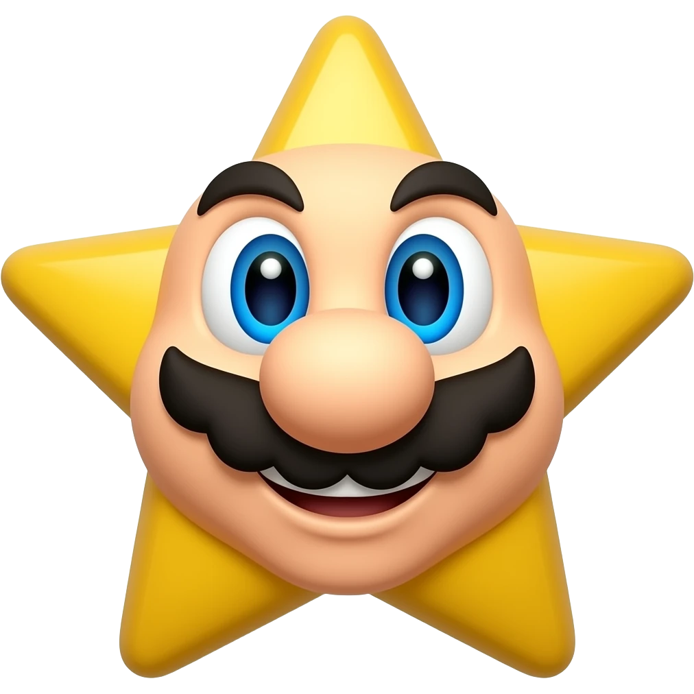 Generiere mir den Stern mit dem Gesichtvon Super Mario als Emoji emoji