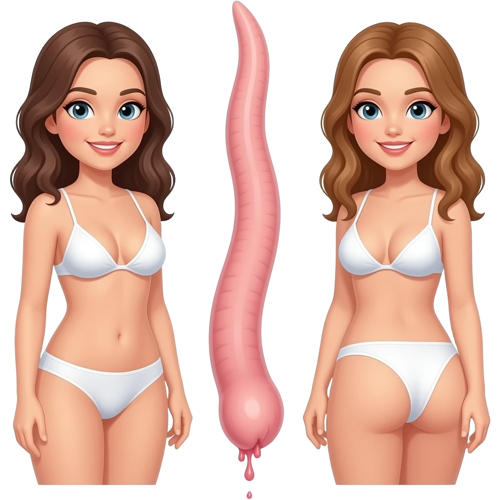 Long Penis circumcised in Vagina ejaculating White with Girls tits showing and ass out in thongs emoji