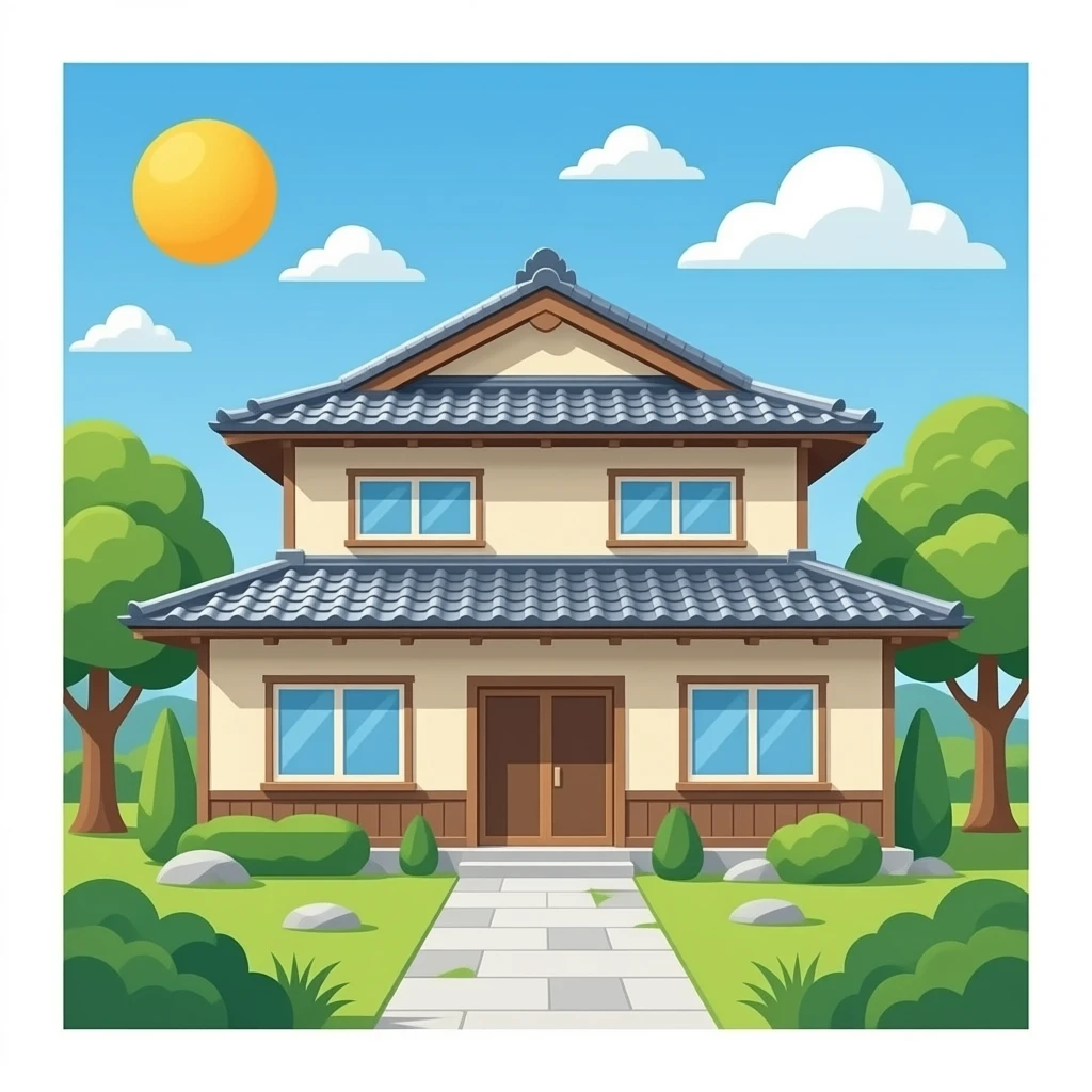 Front facing modern japan house emoji