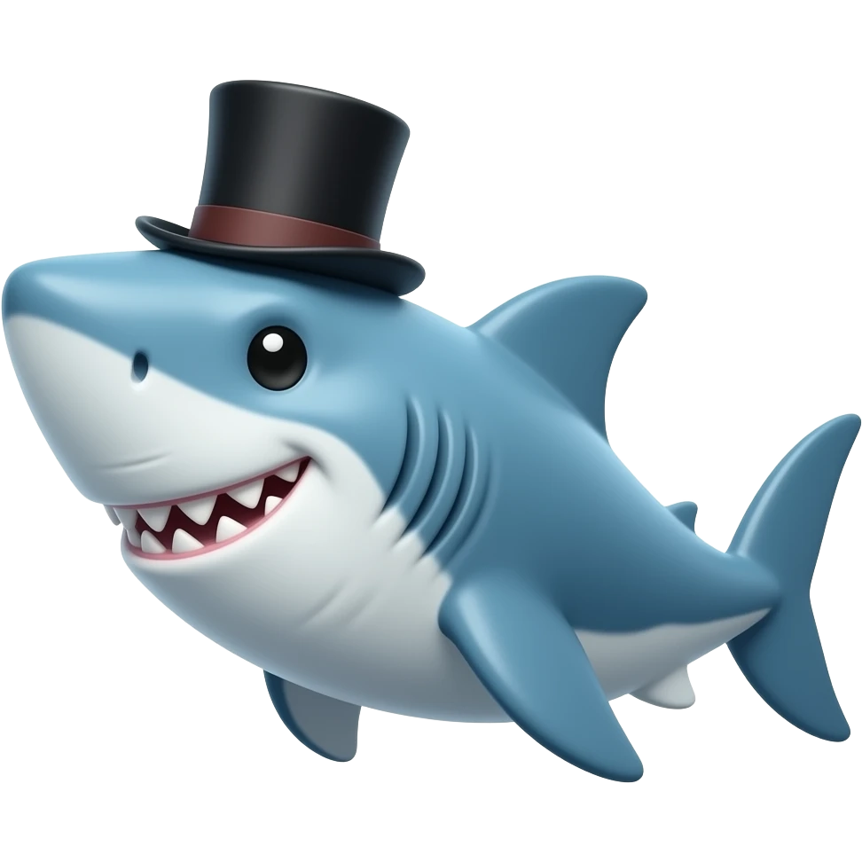 Shark with a top hat emoji