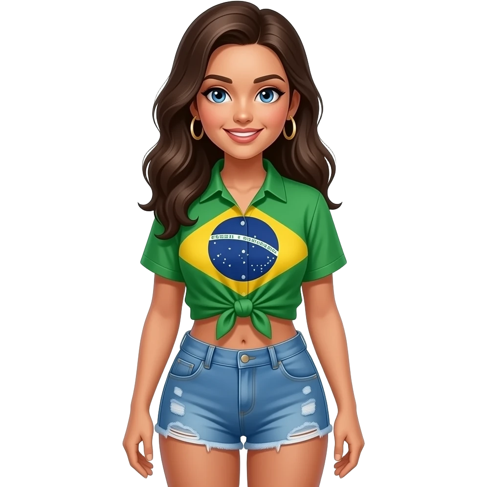 Ojos azules con cuerpo lindo shorts prada camisa de brasil mujer emoji