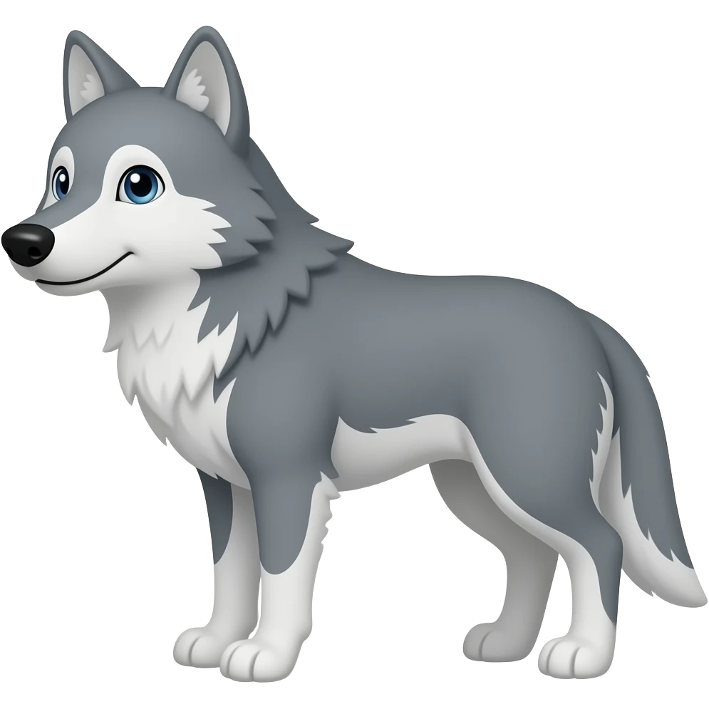 Cartoon grey wolf emoji