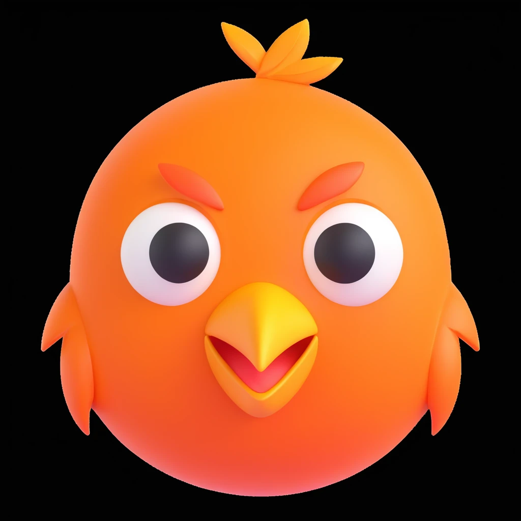 orange face of a bird emoji
