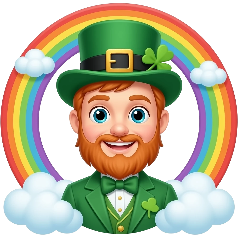 lucky leprechaun on a rainbow emoji