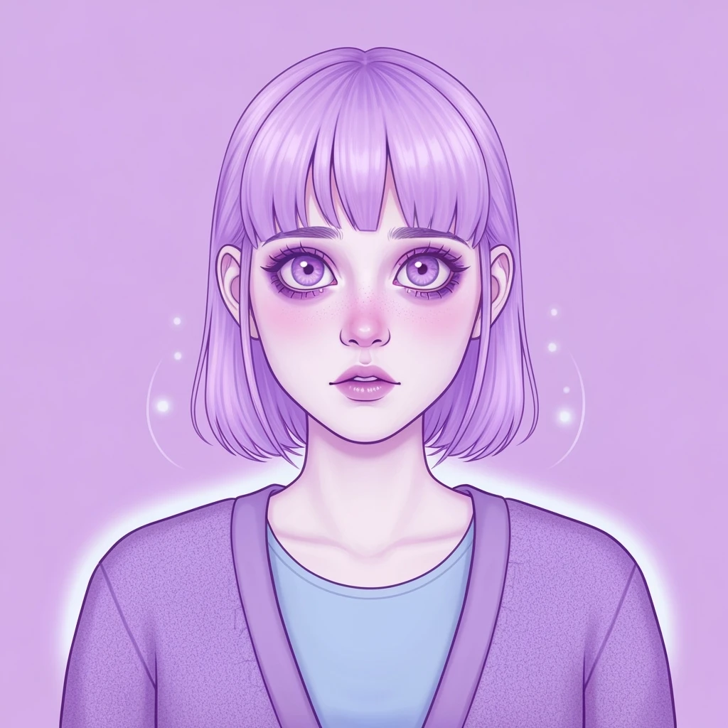 pastel horror profile picture, cute, expressive, minimal, purple color palette, variation 4 emoji
