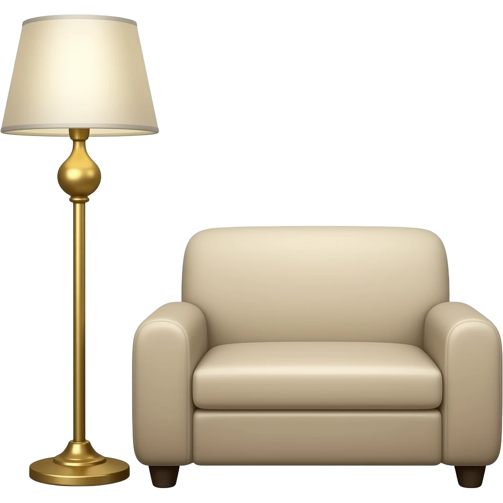 напольный торшер рядом с диваном, без фона emoji