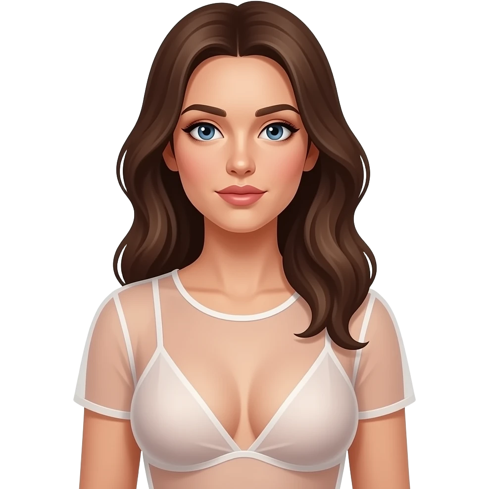 A woman wears see through clothing without wearing anything else under that can cover her breasts emoji