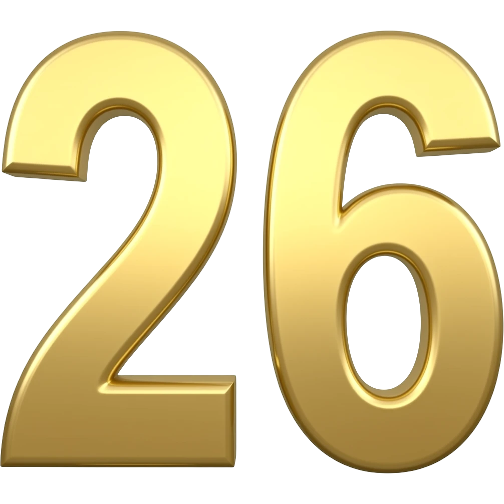 26 number golden colour emoji
