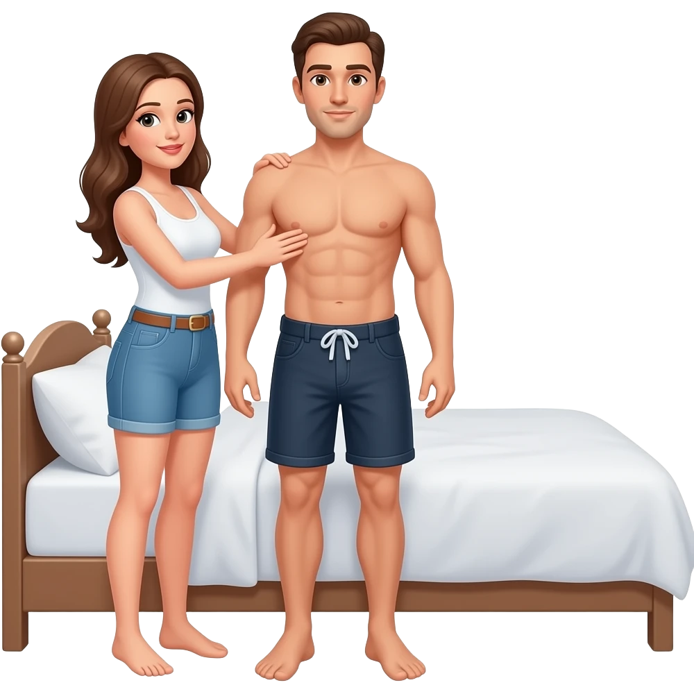 A woman massages full body of a man In bedroom emoji