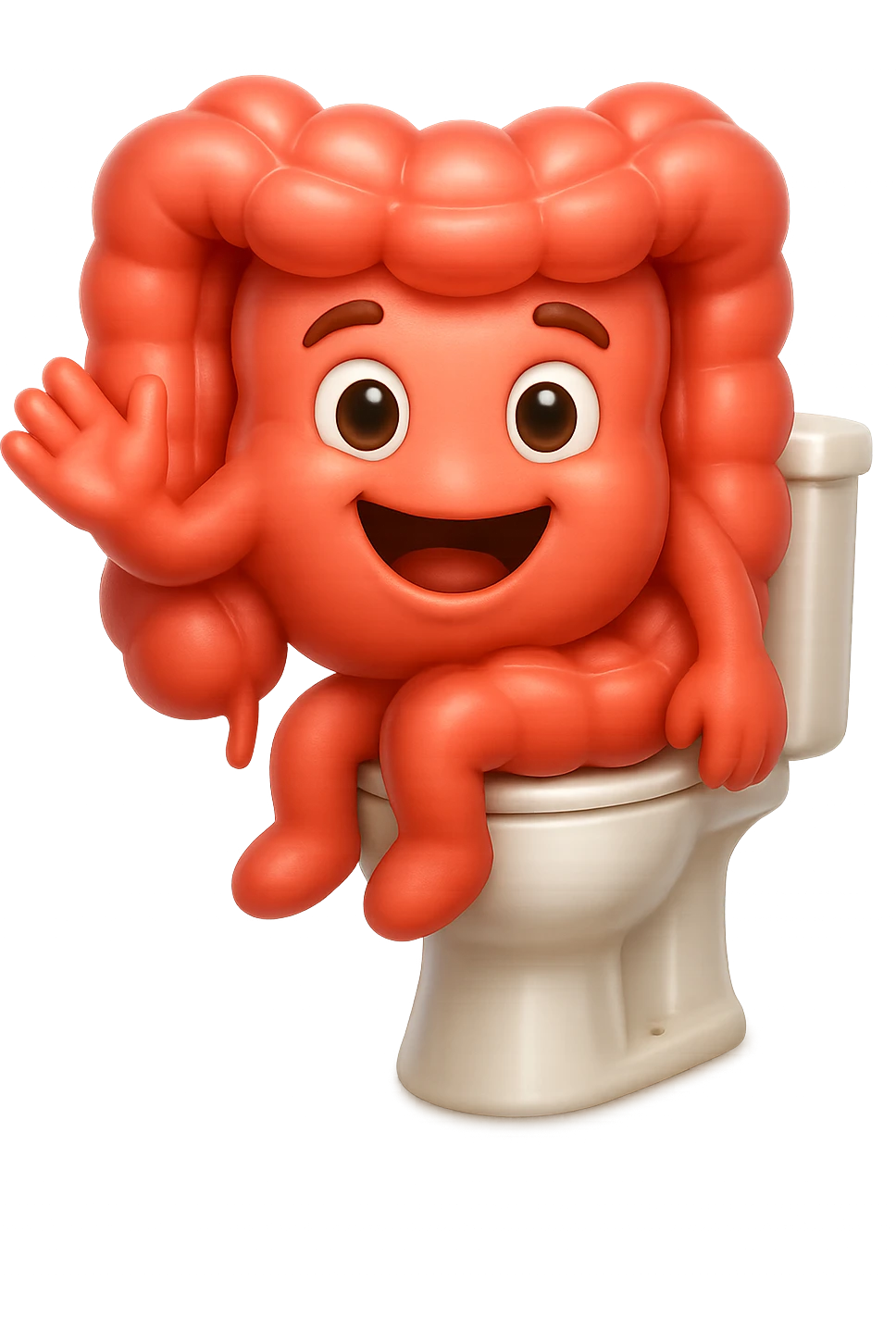 EMOJI STILE IPHONE 3D DI intestino felice seduto sul wc  FALLO MOLTO REALISTICO IN 3D emoji