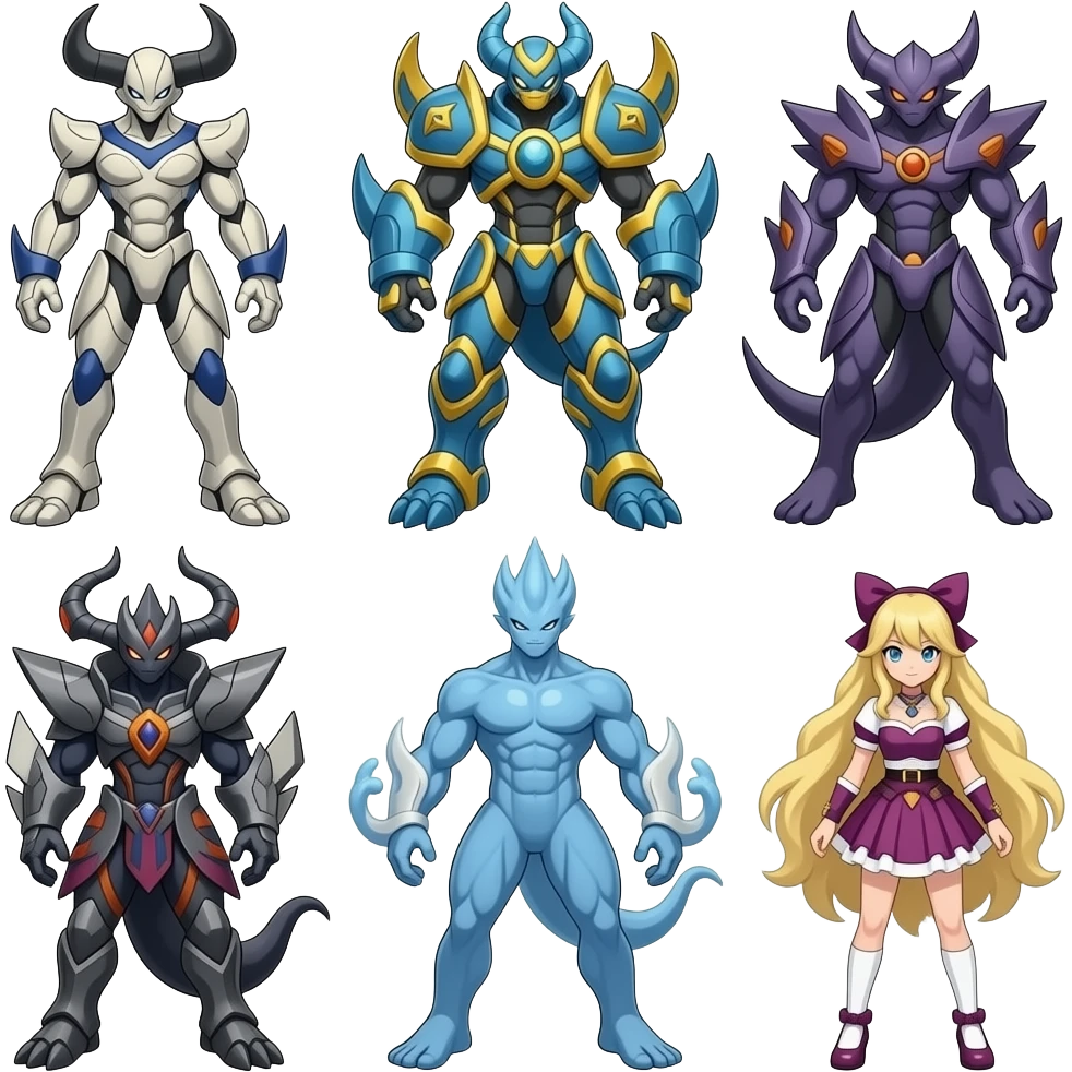 Edgy cool Dialga-Genesect-Miraidon-Darkrai-Deoxys-Giratina-Palkia-Meloetta-fusion emoji