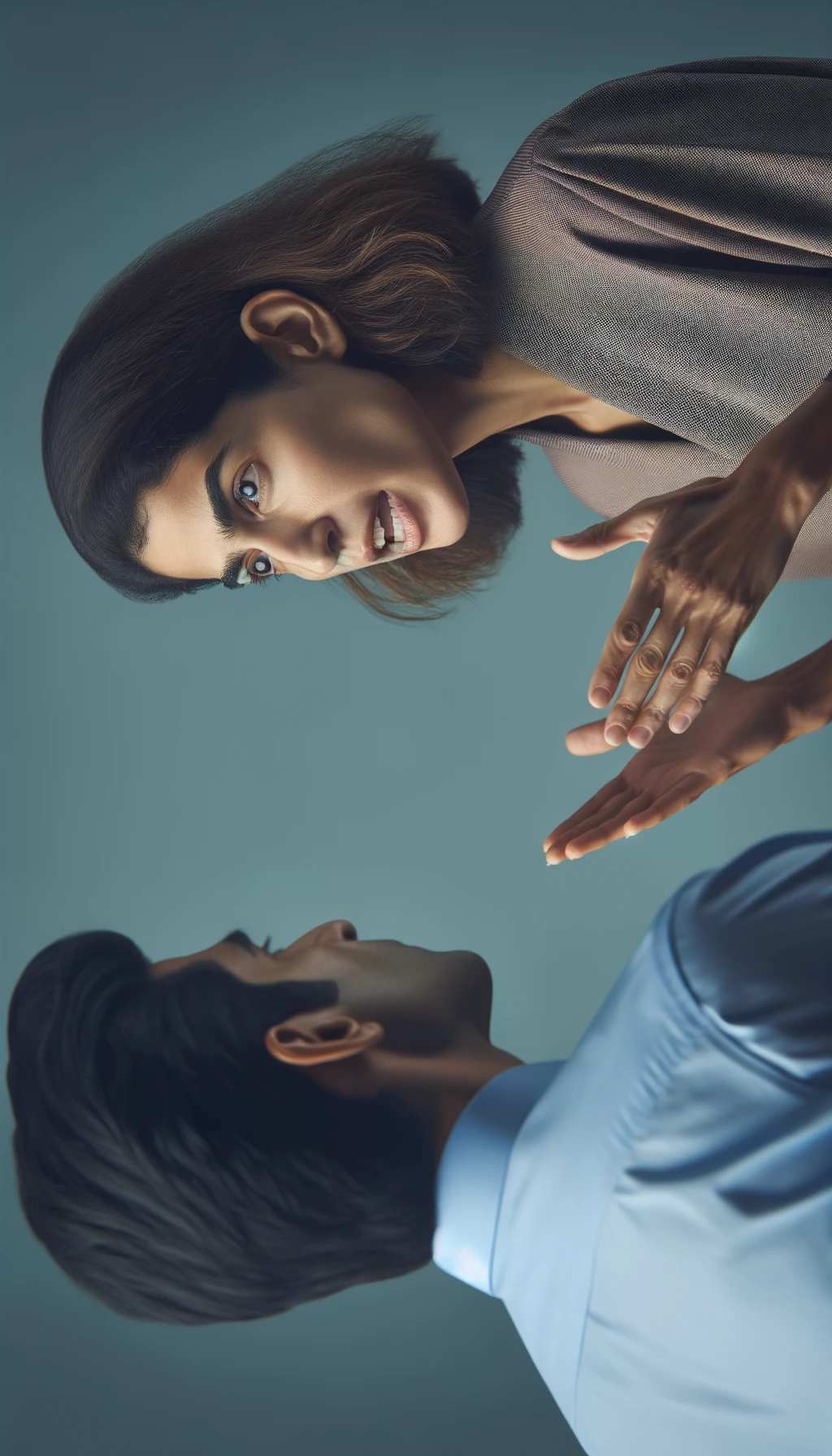 una persona parla e un altra persona di spalle lo ascolta, immagine iperrealistica 4k emoji