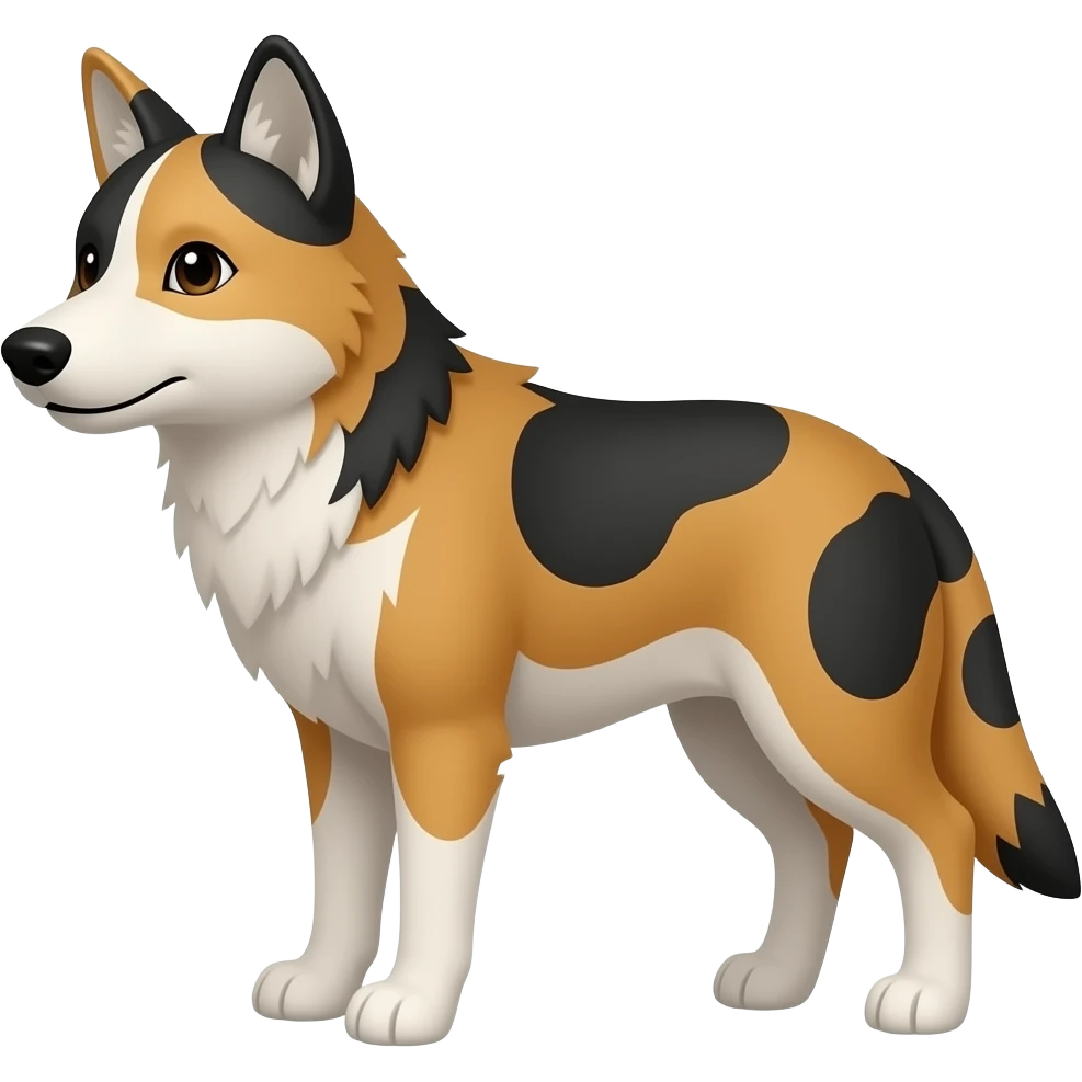 calico wolf head and neck and torso emoji