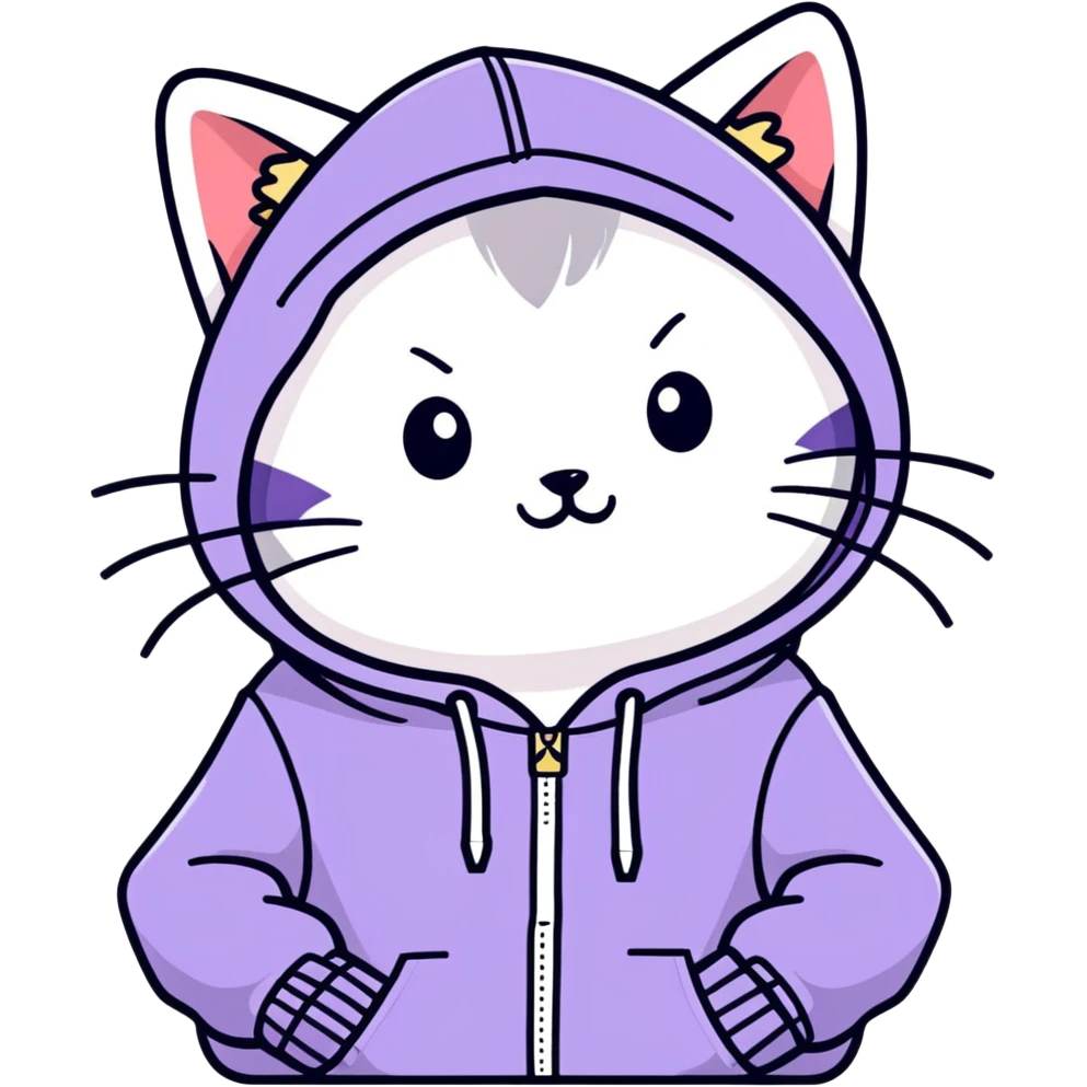 Kitty wearing bts hoodie emoji