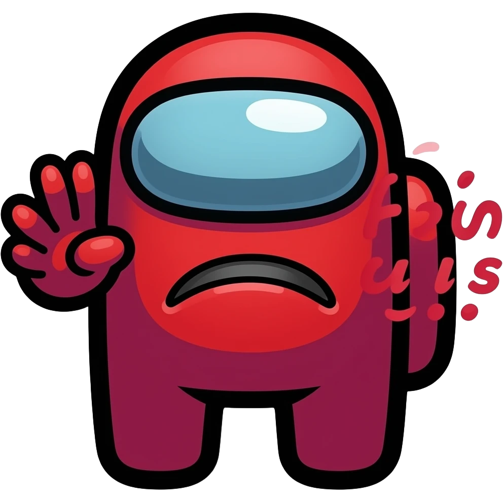 Among us Imposter saying sus emoji
