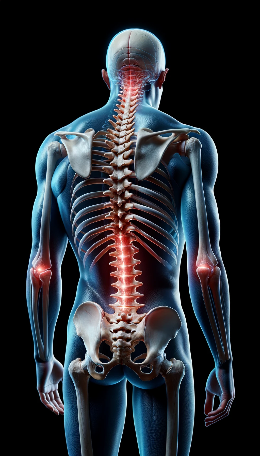 corpo umano anatomico di spalle e fisico storto, spina dorsale in evidenza, dolore alla schiena su un lato, iperrealistico 4k emoji