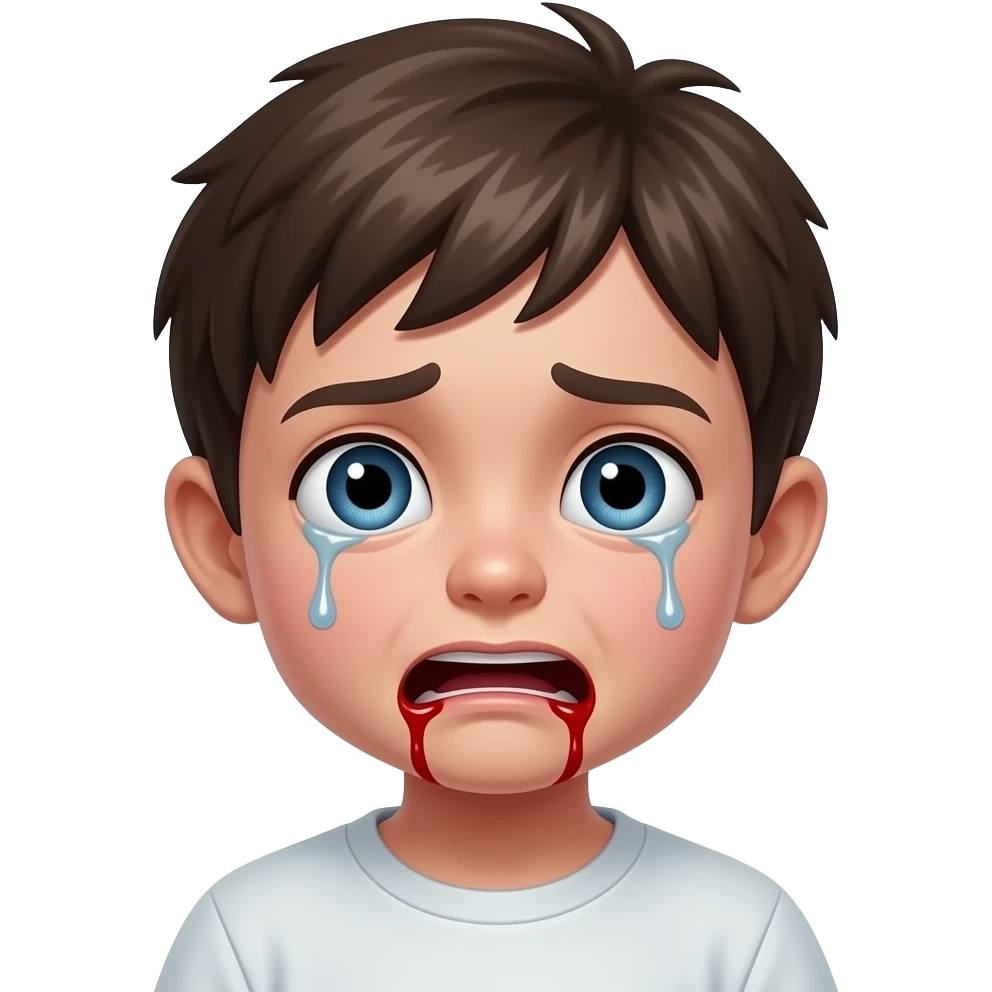 kid with horrifying eyeballs crying blood emoji