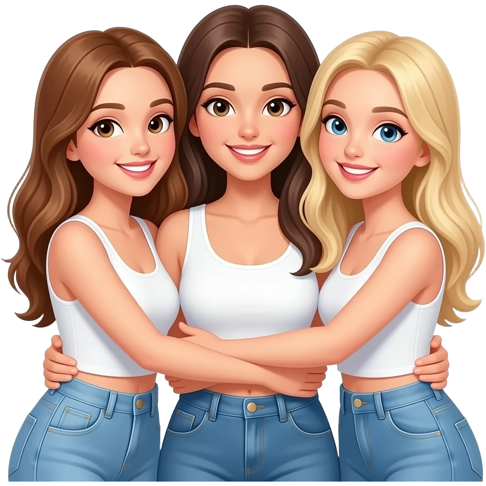 BEST WHITE GIRLS  HUGGING ONE WHITE  BRUNETTE AND ONE  BLOND emoji