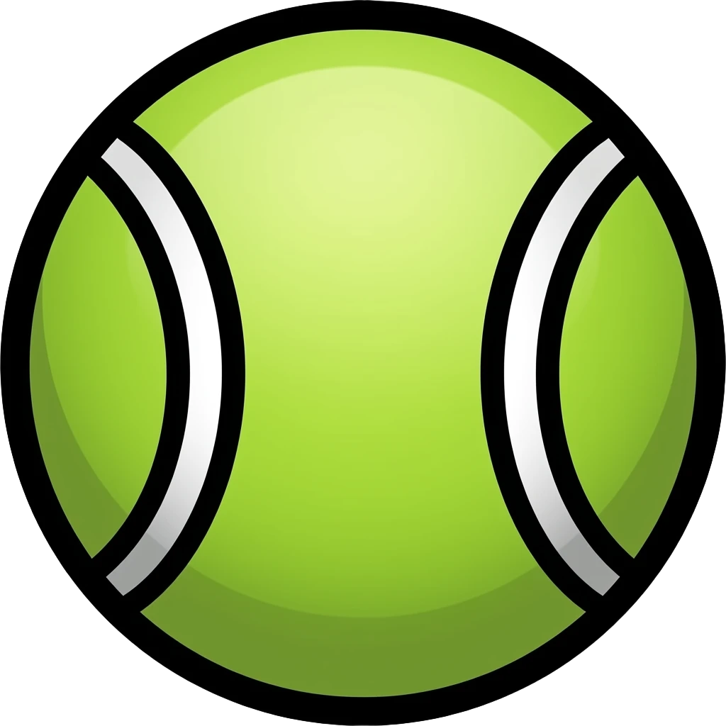 tennis ball emoji, thick black outline, simple cartoon emoji