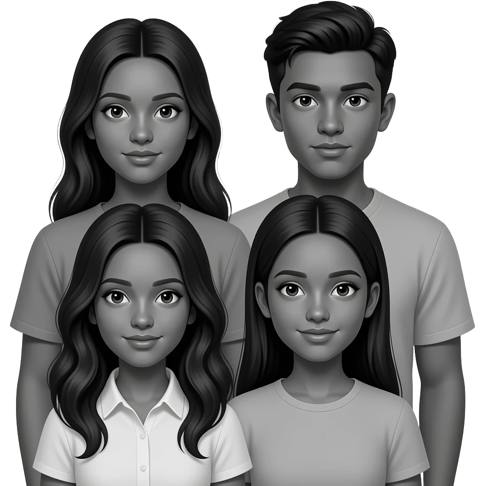Black Family 4 teen girls 2 boys emoji