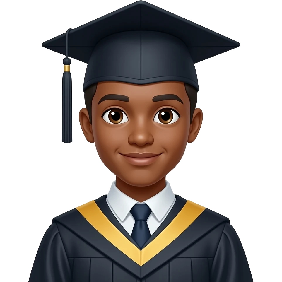 light skin black teen graduation cap and gown (less realistic) emoji