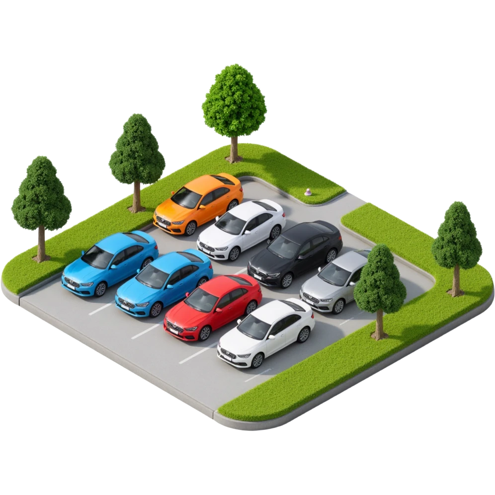 dealership lot with many cars emoji