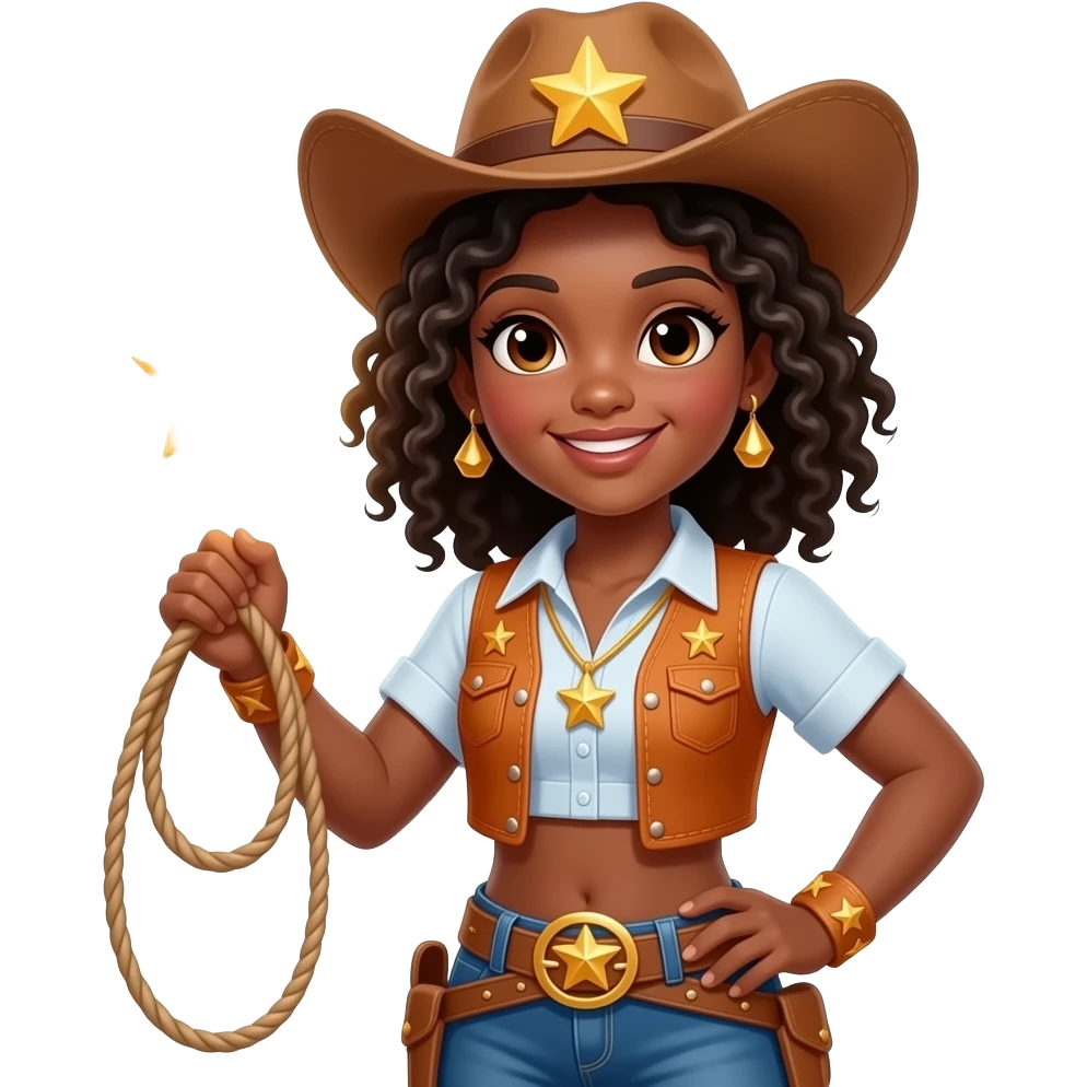 black girl ginger cowgirl starfire with lassoo emoji