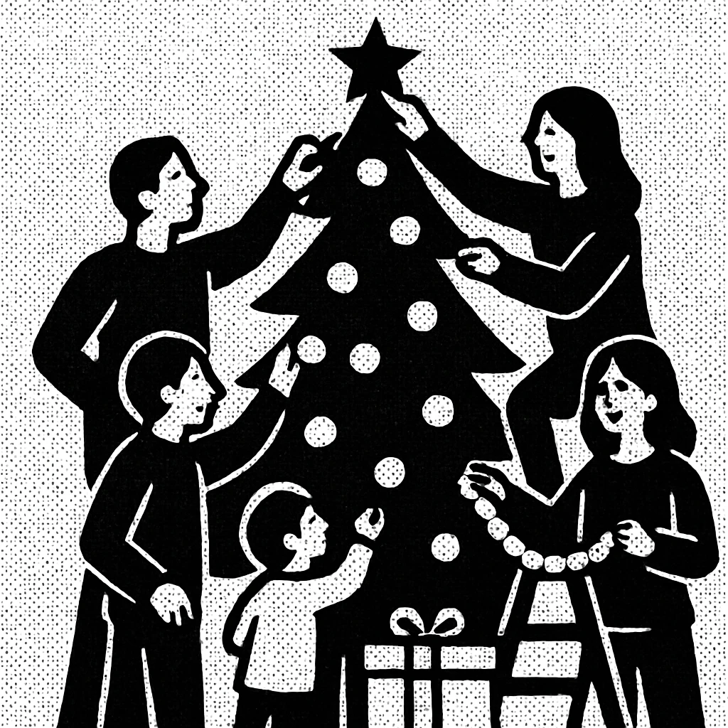 people decorating a Christmas tree emoji
