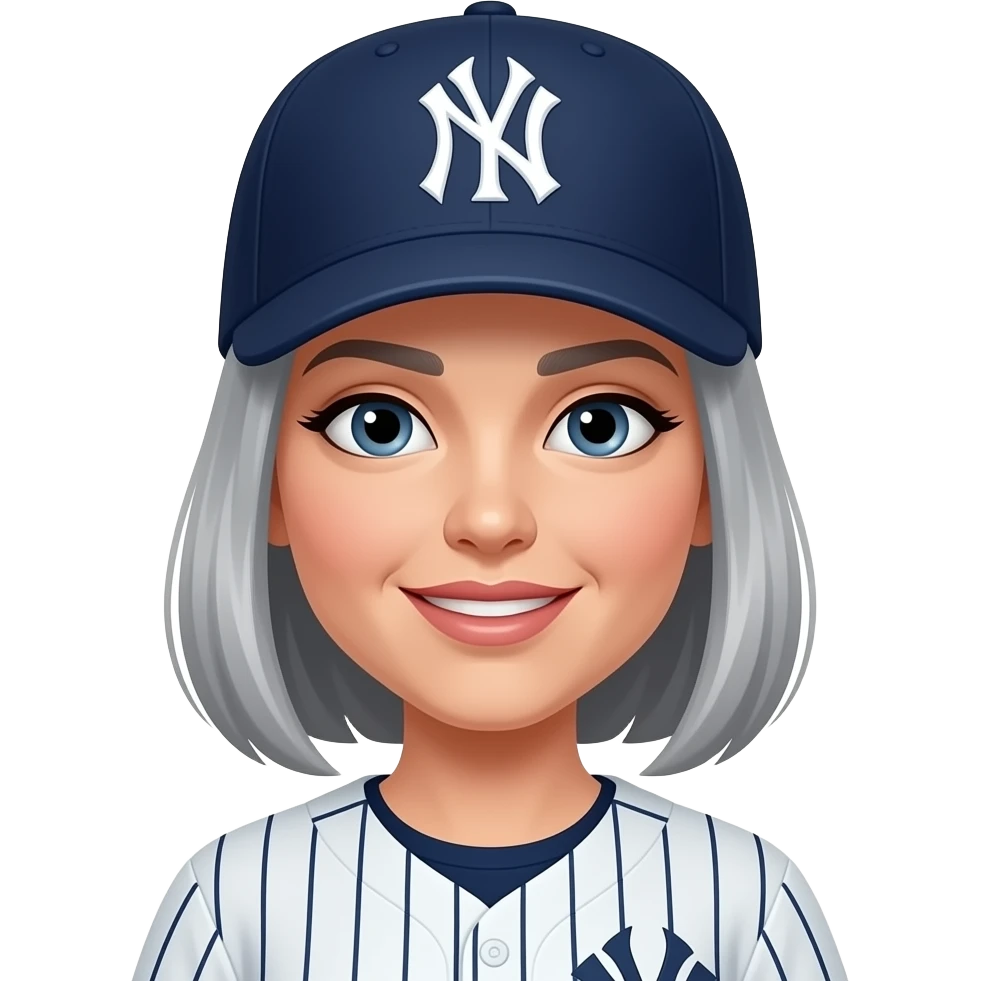 Female gray hair ny yankee with ny yankee hat emoji