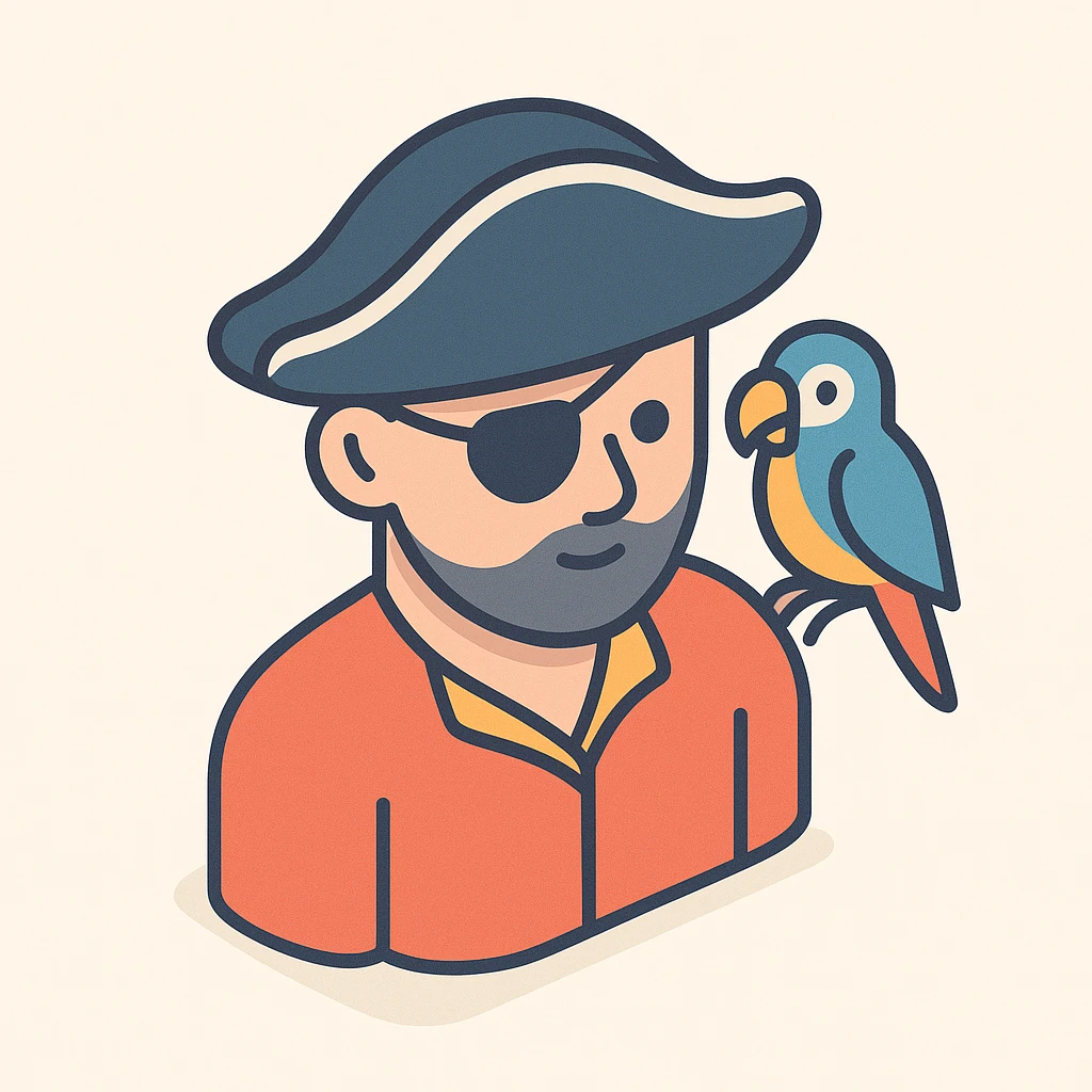 pirate with eye patch and parrot emoji