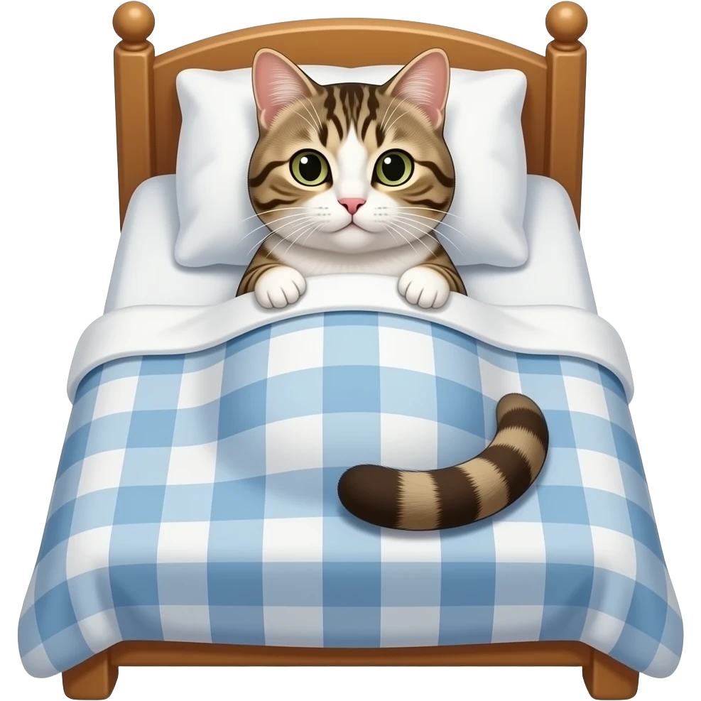 A realistic cat in bed emoji