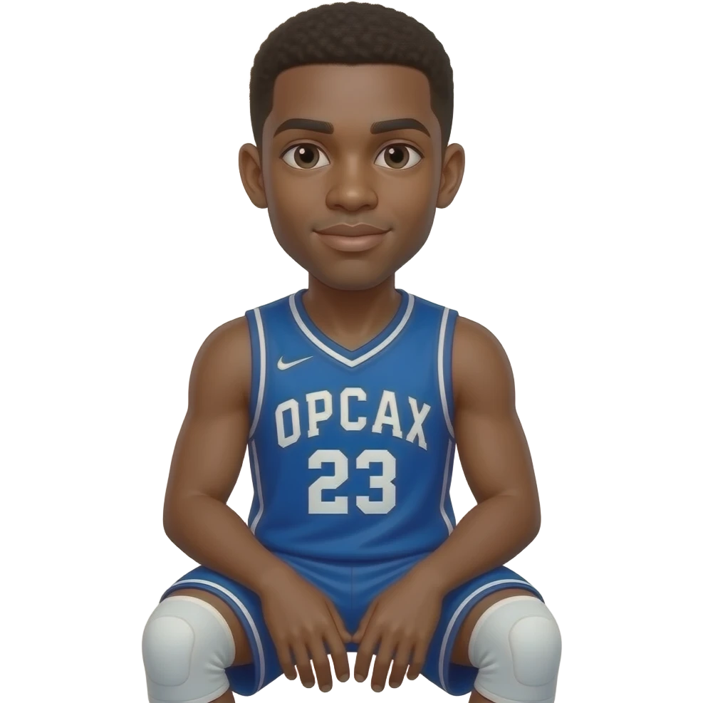 make a cute 20 year old man who’s skin color is black sitting watching in his basketball warmup suit emoji