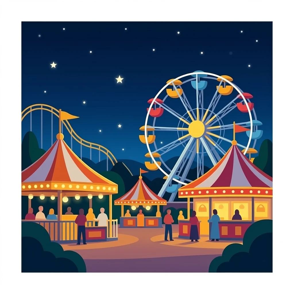 Amusement park lit up at night emoji