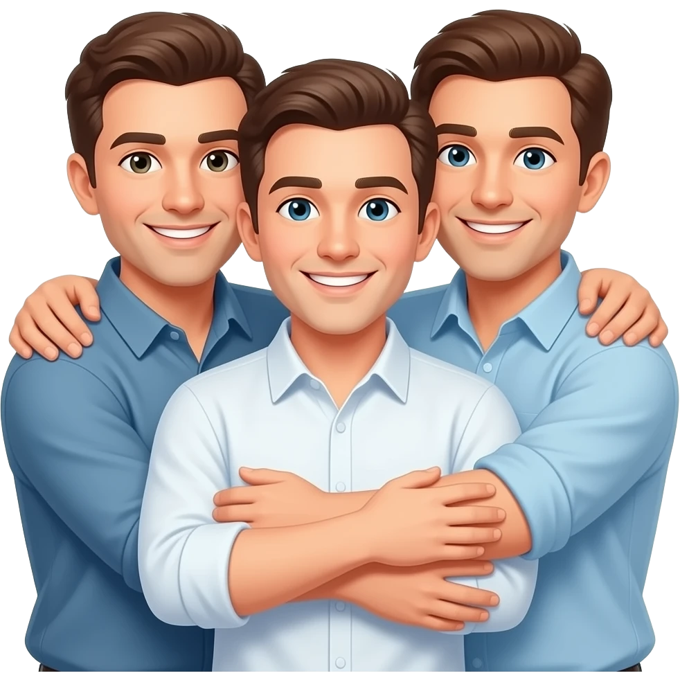 Group of white guys hugging emoji