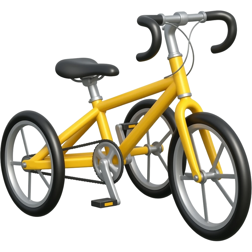 Recubment cylcle with 3 whells with yellow frame and black seat emoji