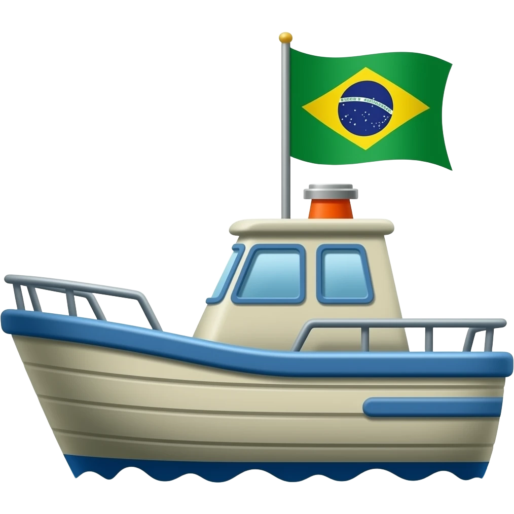 modern boat, used by fishers with a Brazilian flag on top emoji