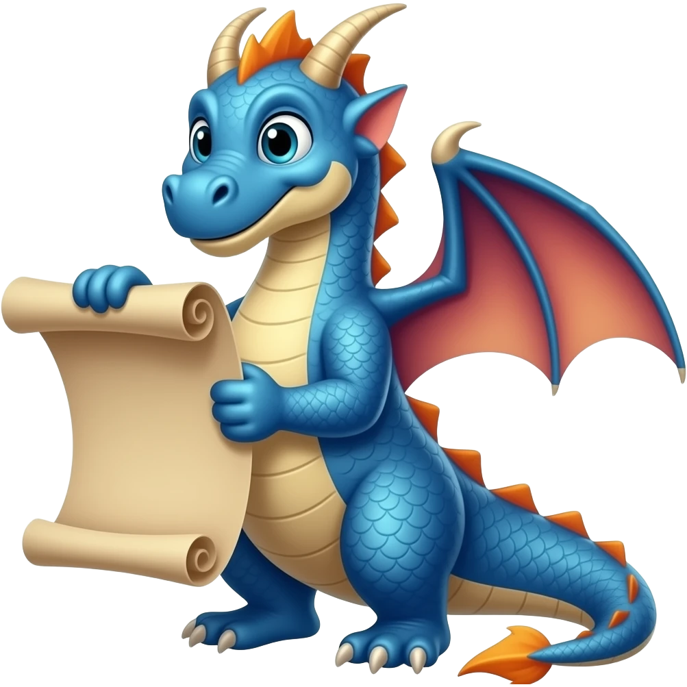 Blue dragon holding follow text emoji