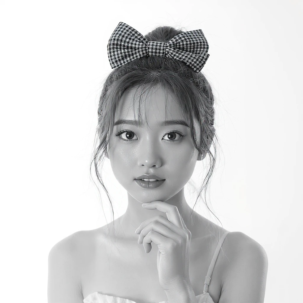 Remove background, keep bow edges crisp, preserve black and white dslr photography style, with no background. emoji
