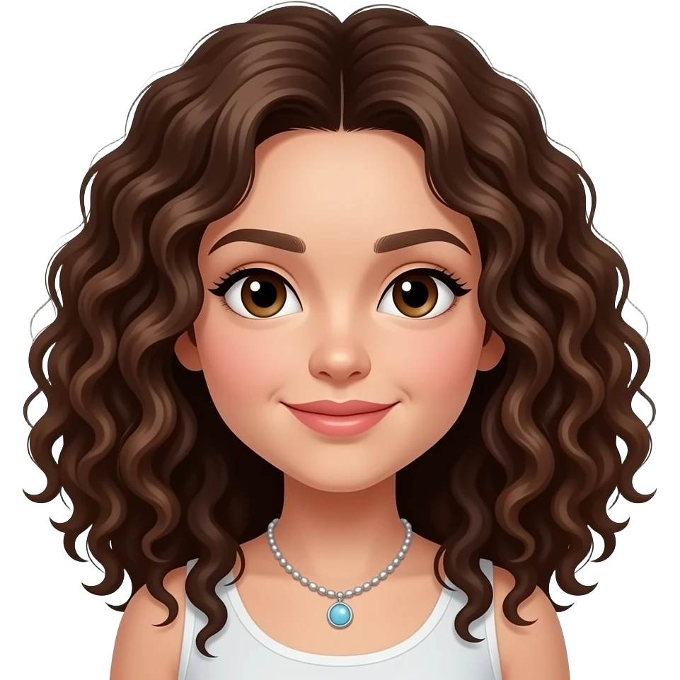 girl with brown curly hairs  wear necklace close up emoji