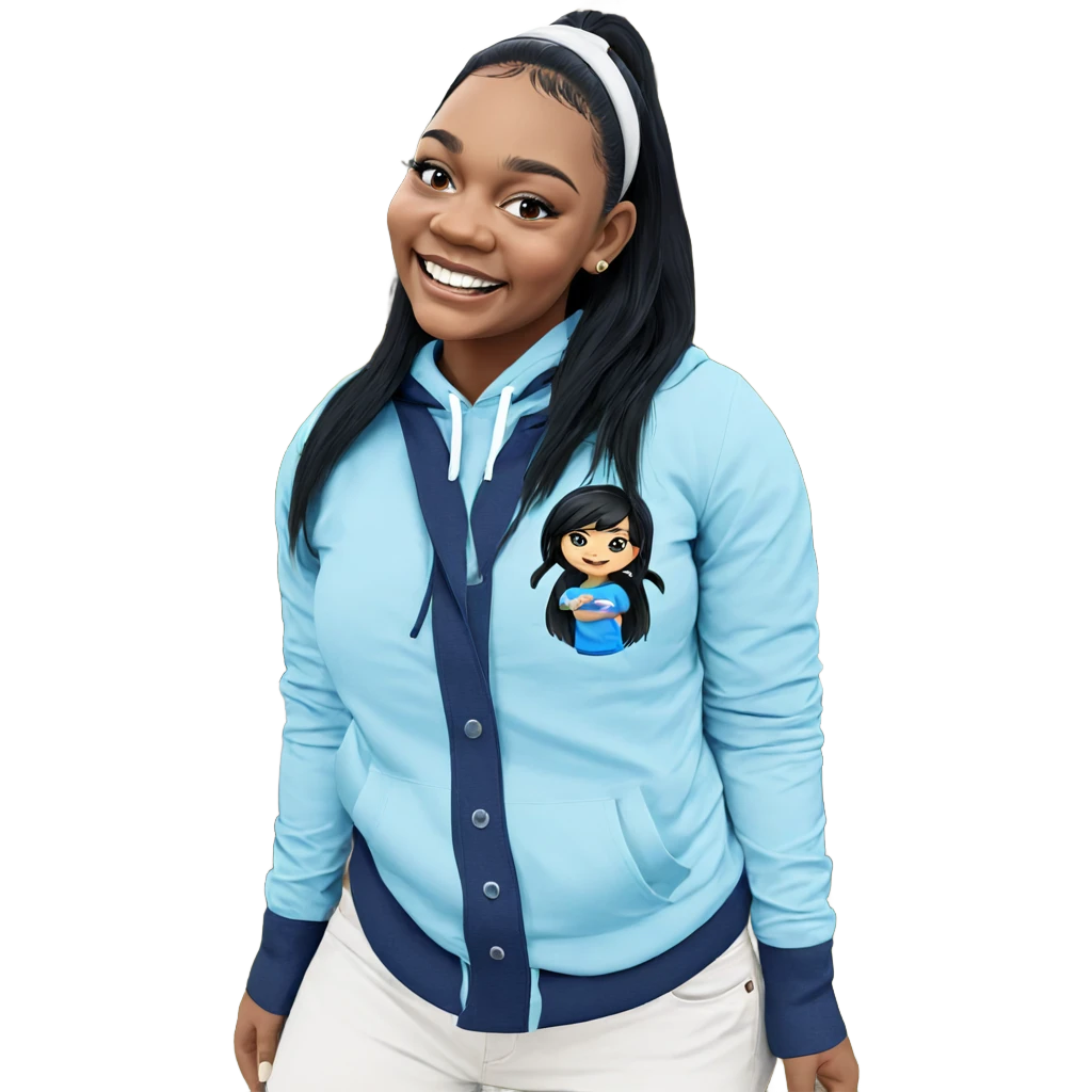 smiling outdoors with black hair emoji