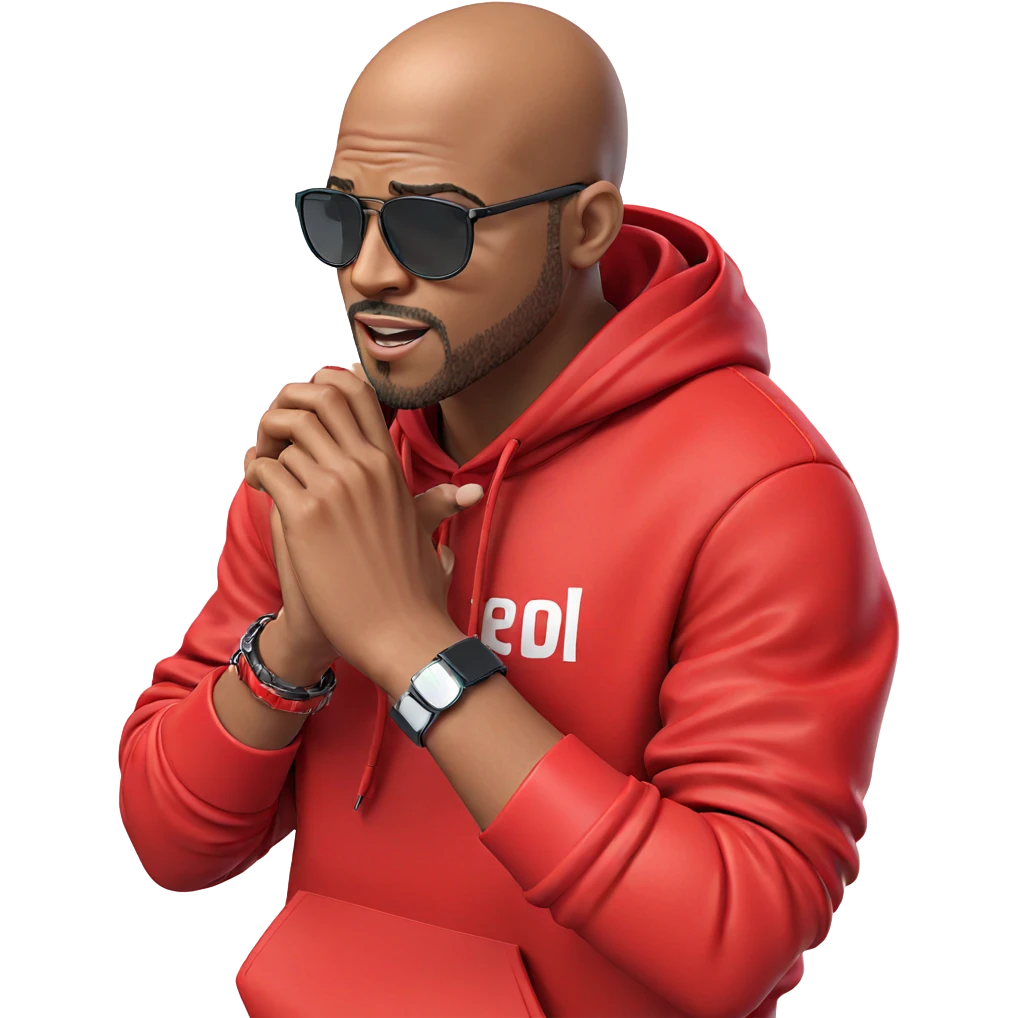 stylish boy in red hoodie emoji