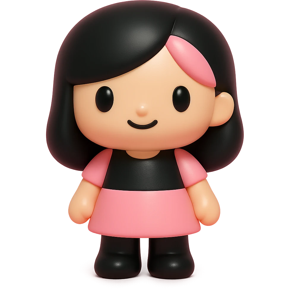 BLACKPINK-inspired object, black and pink colors, collectible playful vinyl toy appearance, vinyl figure style emoji