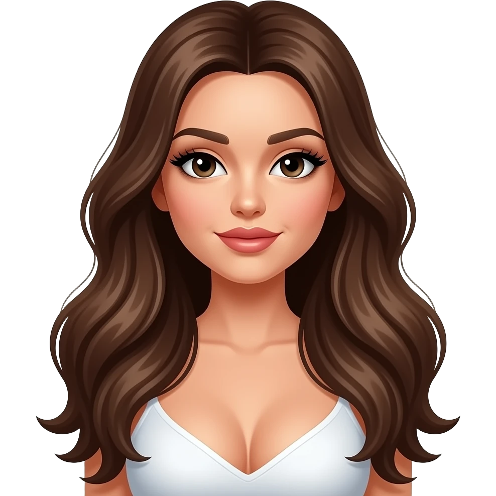 Sexy long brown hair long lashes big boobs girl emoji
