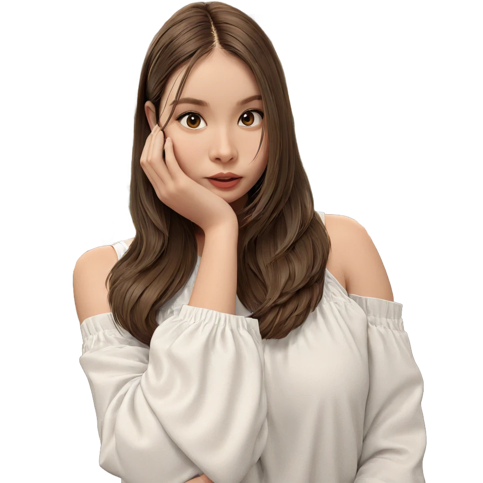 girl with brown hair indoors emoji