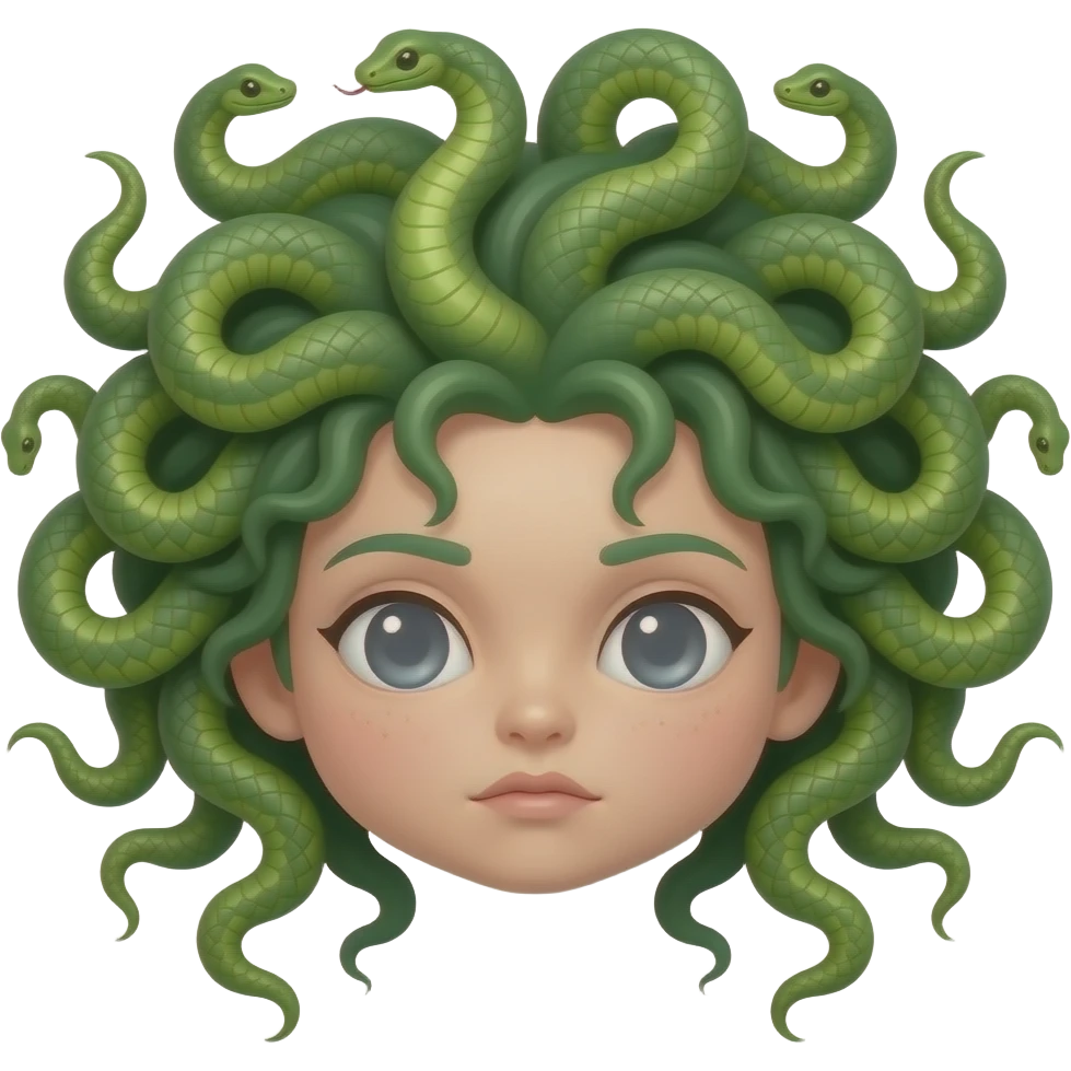 Medusa Snake hair gray eyes without pupil little emoli. emoji
