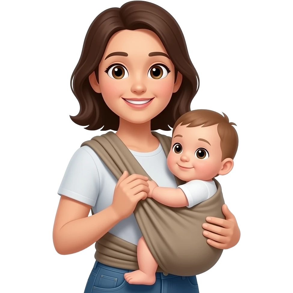 mom holding her baby with a sling emoji