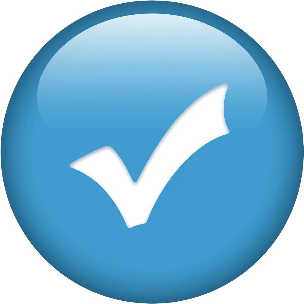 A white tick✔️ in a blue Circle 🔵- like verified badge emoji